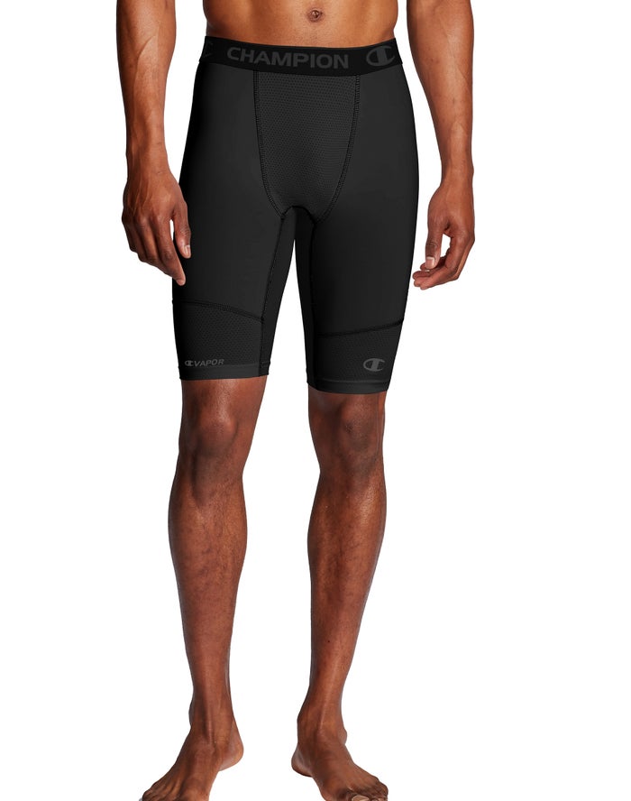 Champion Mens Shorts NZ - Compression Black ( 7430-BURLM )